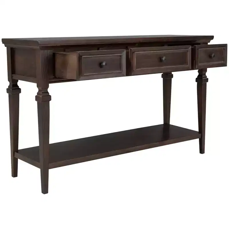 Whisen Classic Retro Style Console Table with 3-Top Drawers and Open Shelf