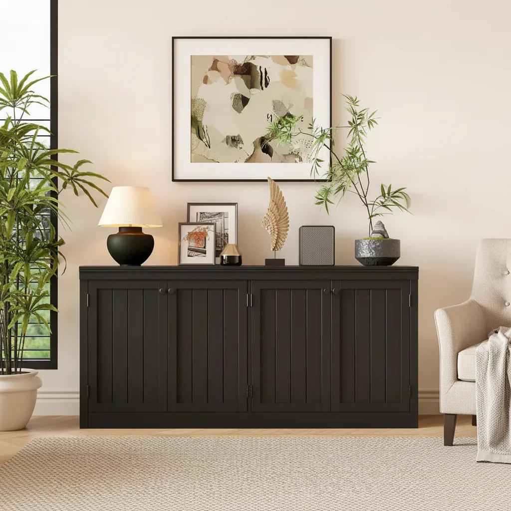 4-Door Buffet Cabinet with Storage, Anti-Tip Sideboard for Dining Room, Kitchen, or Office