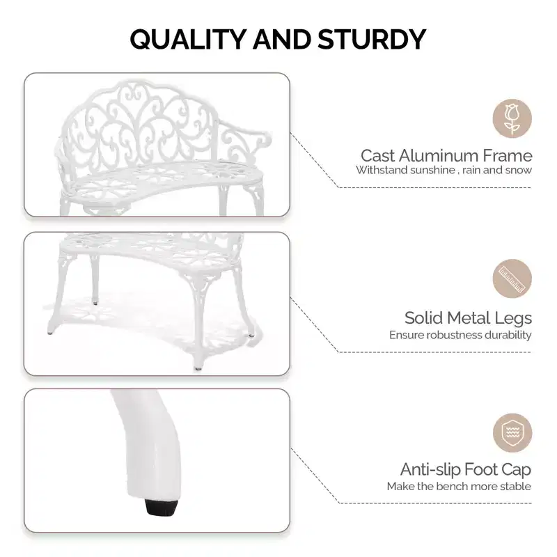 Karl Home | 38.5-Inch Cast Aluminum Garden Bench