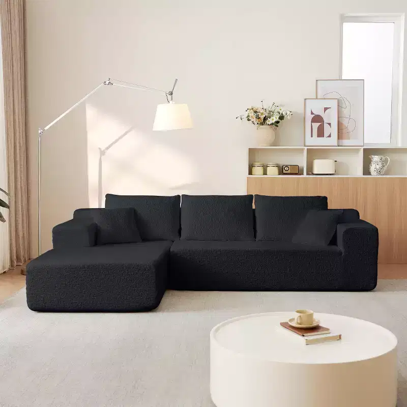 GDFStudio Alaric 103.54 Modern 3-Seater L-Shaped Chenille Upholstered Sectional Sofa with 5 Pillows