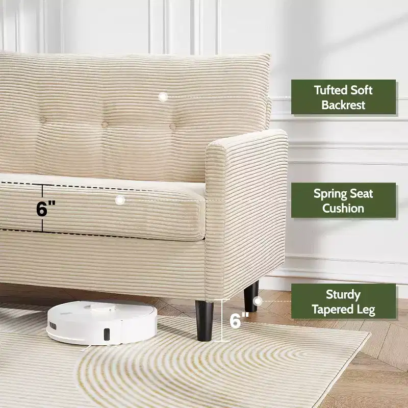 Dyonery 50 Loveseat Sofa,Tool-Free Setup Small Couches,Beige
