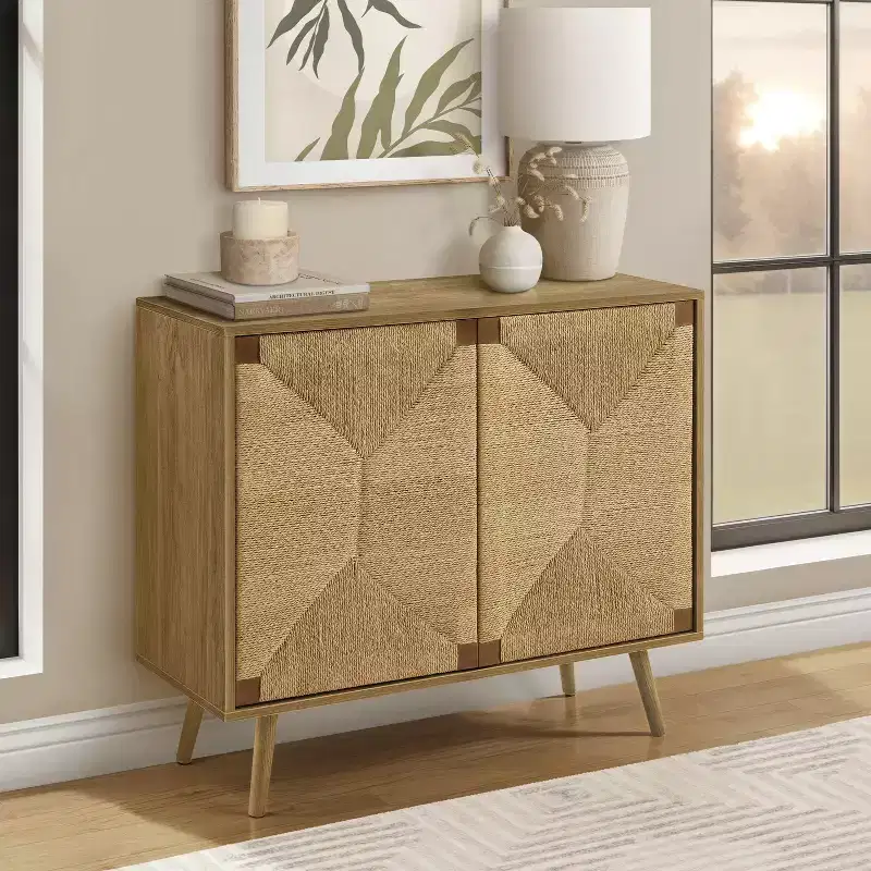 GDFStudio Laleh Modern 36 Wooden Decorative Storage Cabinet with 2 Doors and Adjustable Shelf