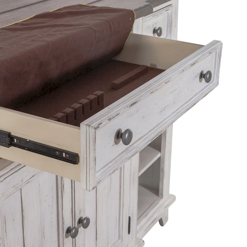Breakfront Server in Distressed White or Grey