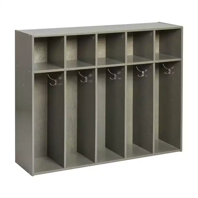 5-Section Kids Coat Locker with Cubby Storage, Birch Plywood, 45.25