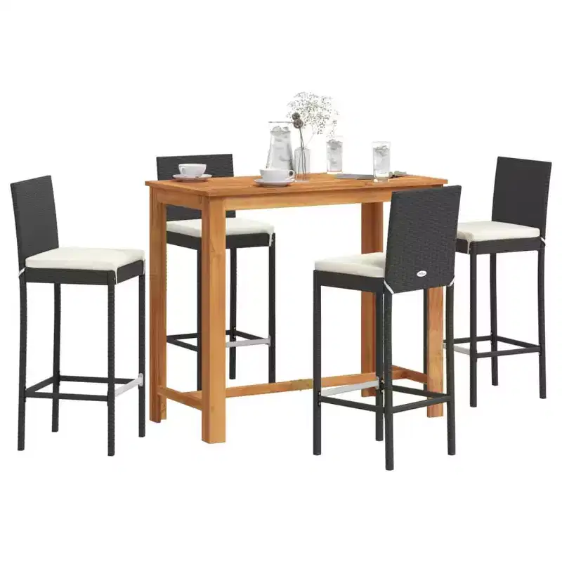 vidaXL Patio Bar Set - Solid Wood & Poly Rattan in Various Colors