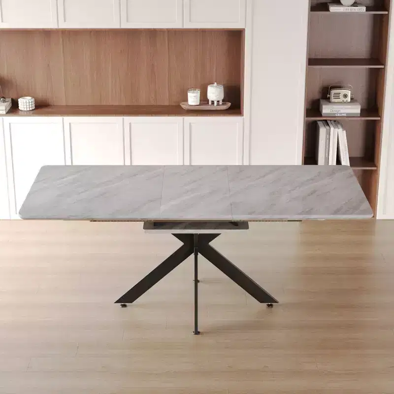 Okak Modern Rectangle Extendable Dining Table with X Shape Legs Kitchen Table for 6 to 10, for Meeting Room, Living Room