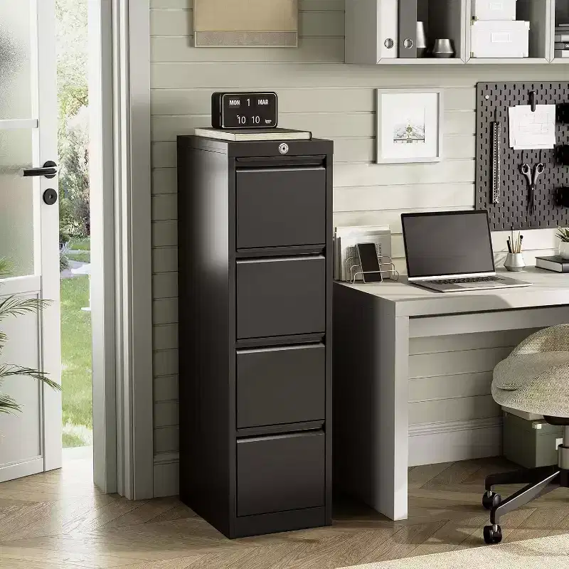 4-Drawer Vertical File Cabinet with Lock, Metal Filing Cabinet for Home Office, A4/Letter/Legal Hanging Files