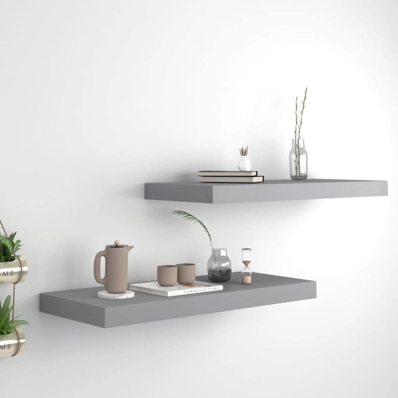 Floating Wall Shelves 2 pcs 23.6x9.3x1.5 MDF - 23.6 x 9.3 x 1.5 (L x W x H)