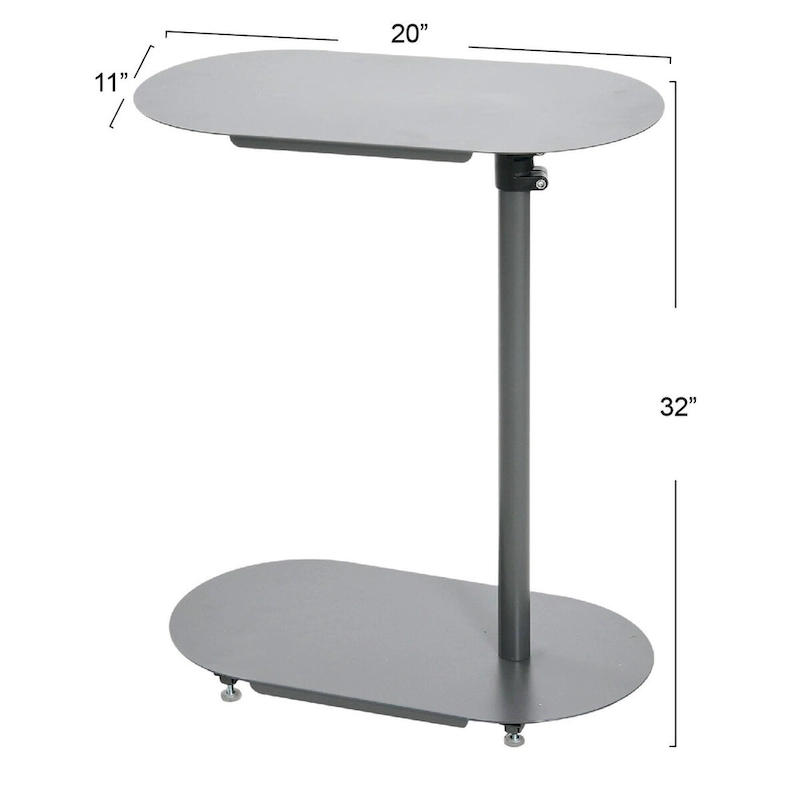 Modern Adjustable C-Shaped End Table - 20.0L x 11.0W x 32.0H