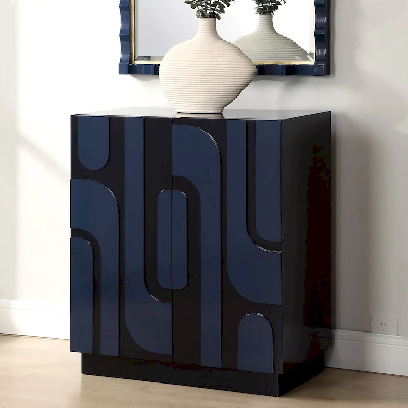 Uttermost Valeria 2 Door Glossy Blue Cabinet - 34 H X 30 W X 16.125 D