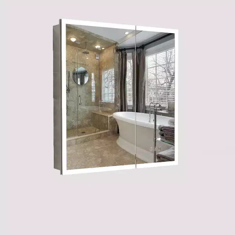 GDFStudio Tomomi 30 Modern Metal Medicine Cabinet with Mirror, LED Lights and 3 Color Temperatures
