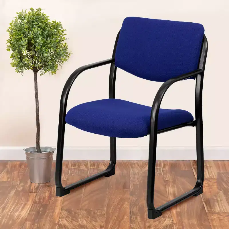 Emma and Oliver Fabric Executive Side Reception Chair with Sled Base