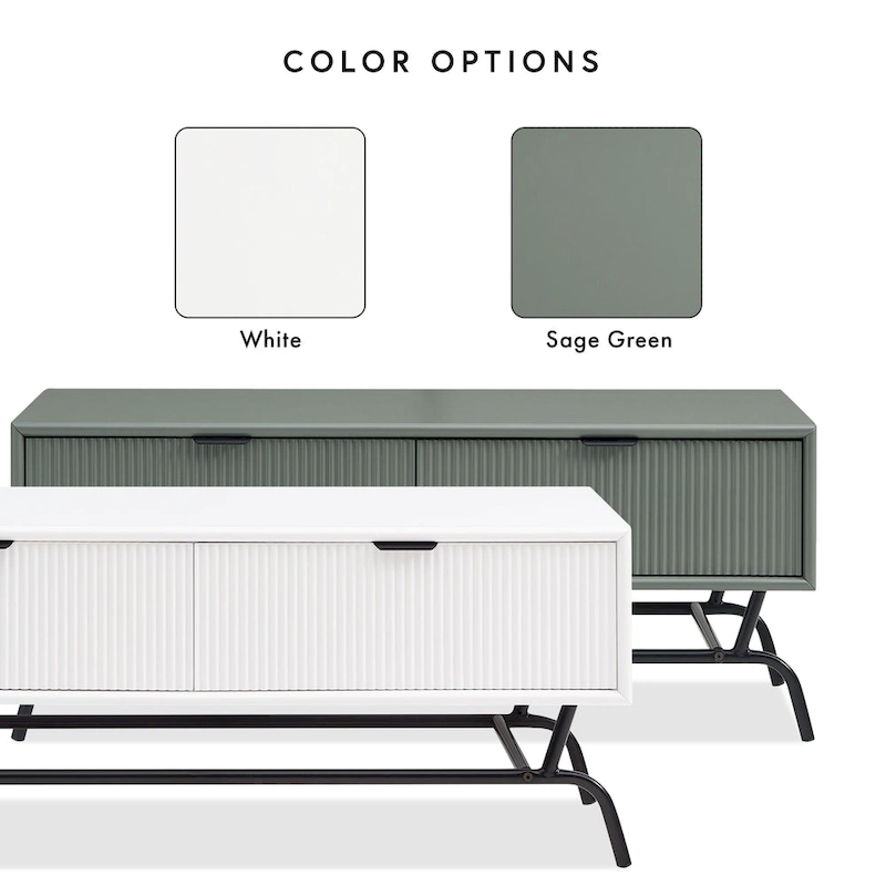 DH BASIC Modern 42-inch 2-Drawers Coffee Table with Metal Legs by Denhour