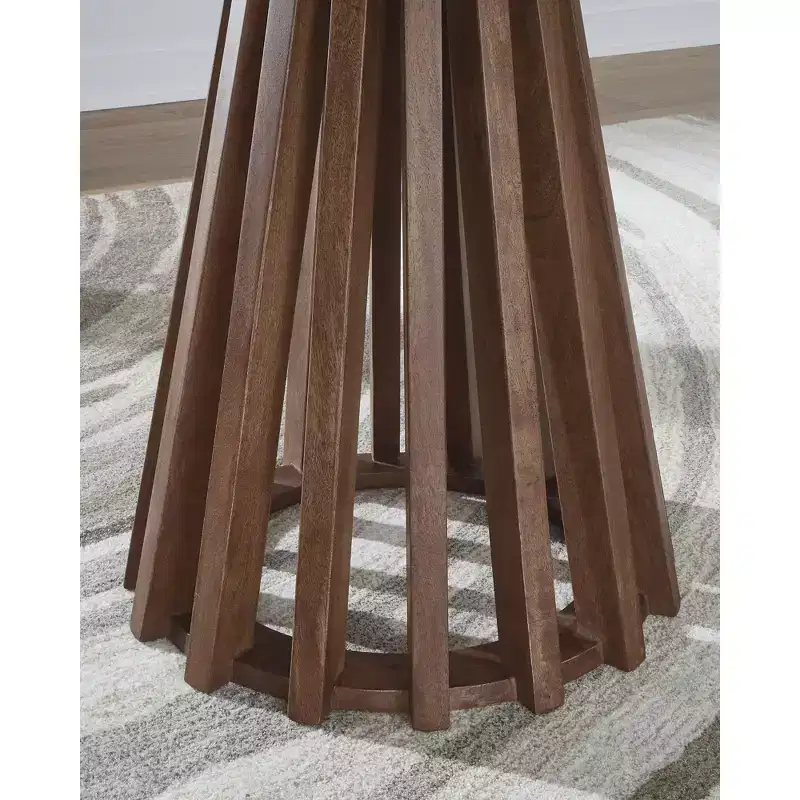 Kallari Round End Table — Two-Tone Warm Brown & Black, Mango Wood & Veneer