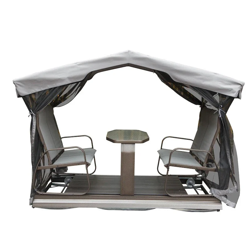 4-Seat Outdoor Glider Benches with Canopy, Aluminum Frame