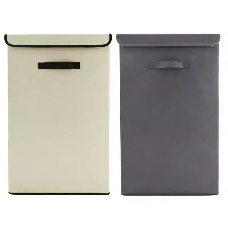 J&V TEXTILES 2-Pack Large Laundry Basket, Waterproof, Freestanding Laundry Hamper, Collapsible Tall Clothes Hamper with Extended Handles for Clothes