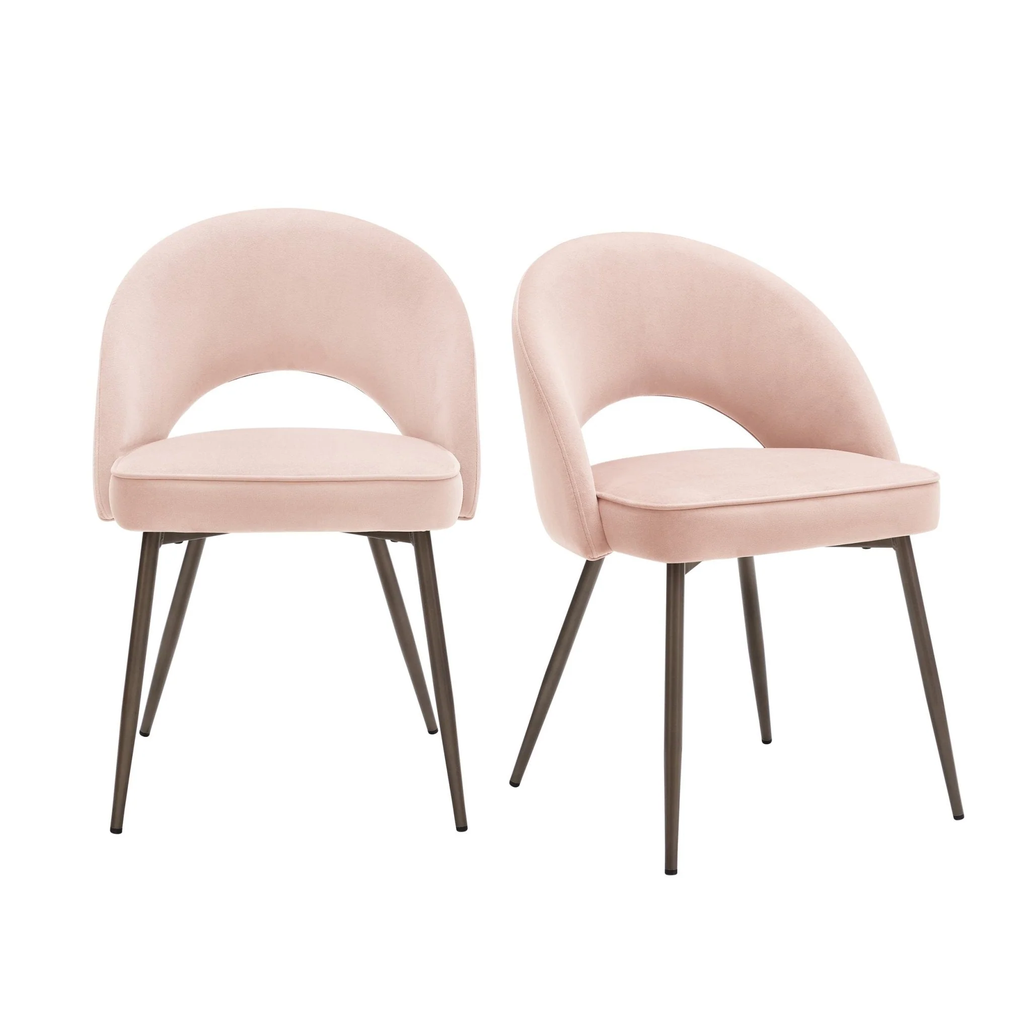 Romantic Blush Fabric Dining Chair with Curved Back for Dining Room