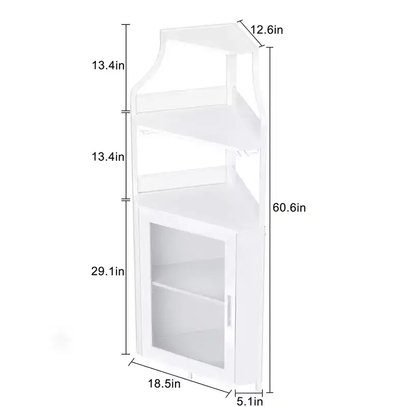 White Corner Wine Cabinet for Small Spaces, Holds 50+ Bottles & Glassware