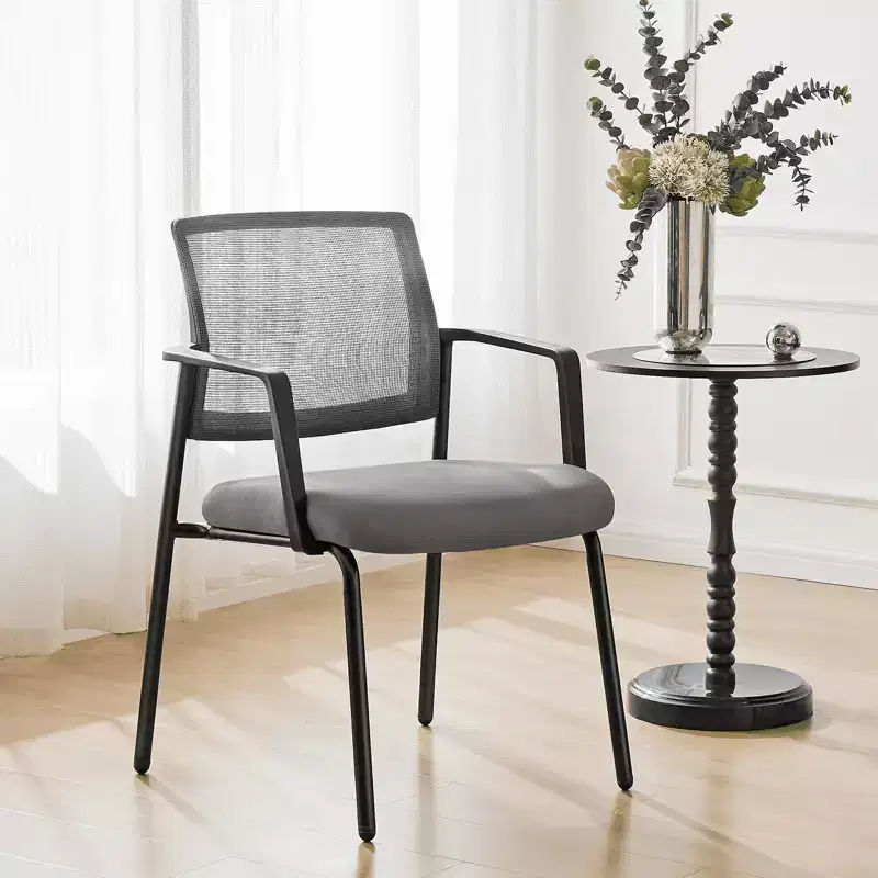Gray PU Leather Folding Chair, Metal Frame, Portable & Lightweight for Home Office & Events