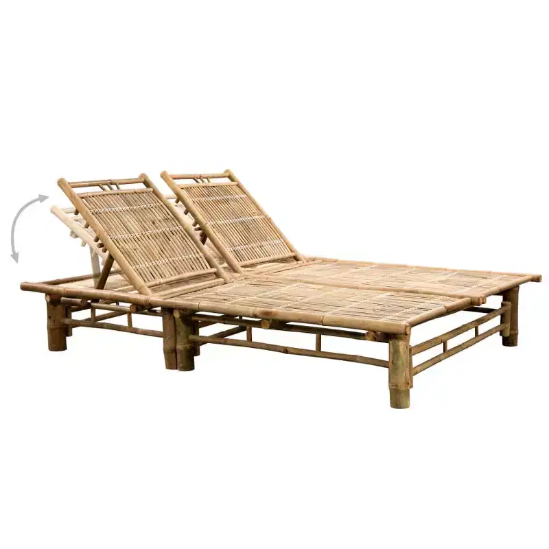 vidaXL Sun Lounger Natural bamboo, (cushions)