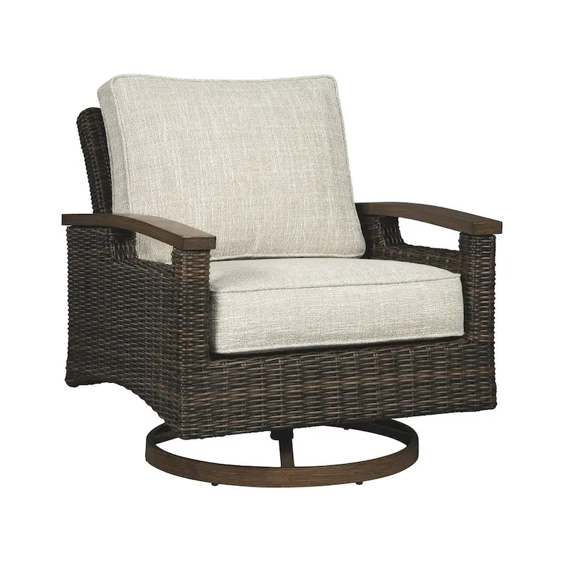 Paradise Trail Outdoor Medium Brown Swivel Lounge Chairs (Set of 2) - 32.5 W x 37 D x 37 H