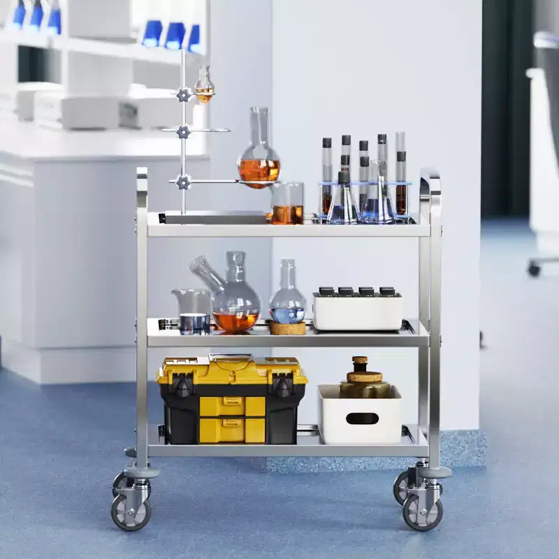 VEVOR Stainless Steel Cart, 3 Layers Lab Utility Cart 400 lbs Weight Capacity