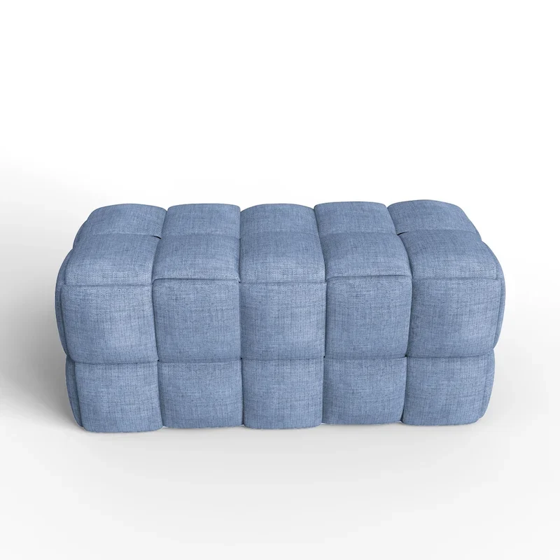 Luxerna 36-inch Padded Natural Linen Box Weave Comfort Bench
