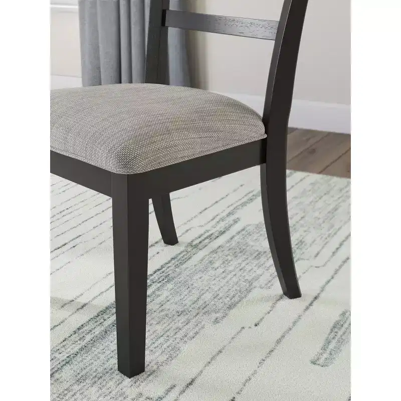 Signature Design by Ashley Chadworth Dining Upholstered Side Chairs, Set of 2, Black Wood Frame with Polyester Seats