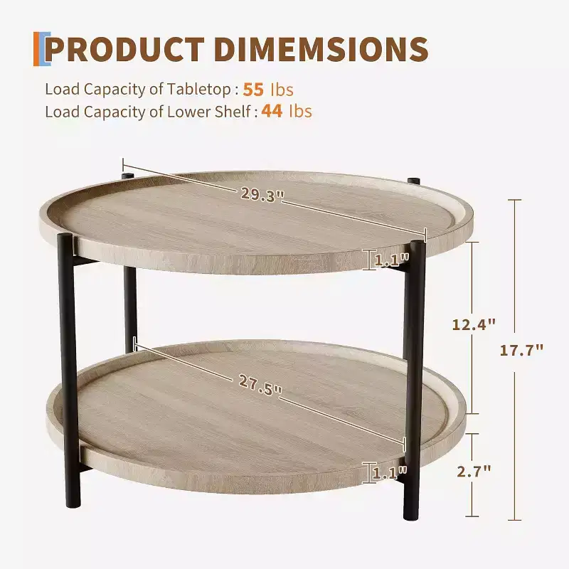 Side Table, 2-Tier Round End Table , Oval Accent Table Nightstand with Steel Frame for Small Spaces, Living Room, Bedroom, Easy to Assemble