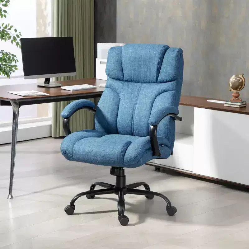 Extra Wide Comfy Chair with Adjustable Height, Ergonomic Office Chair with Padded Armrest, Criss Cross Chair for Home & Office