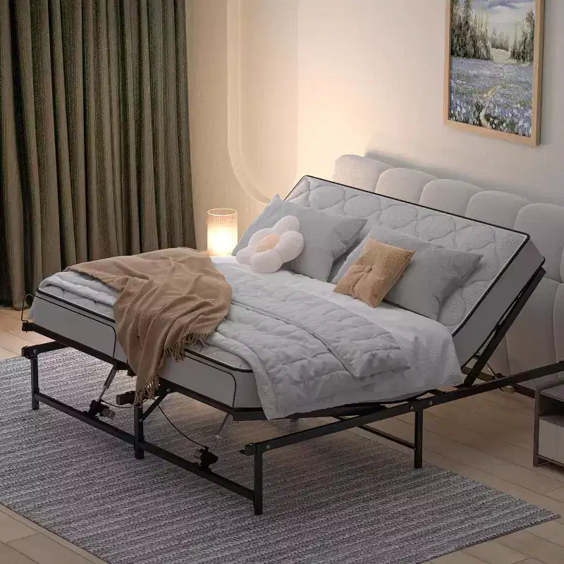 Adjustable Electric Bed Base with Wired Remote, Ergonomic Head & Foot Incline - King