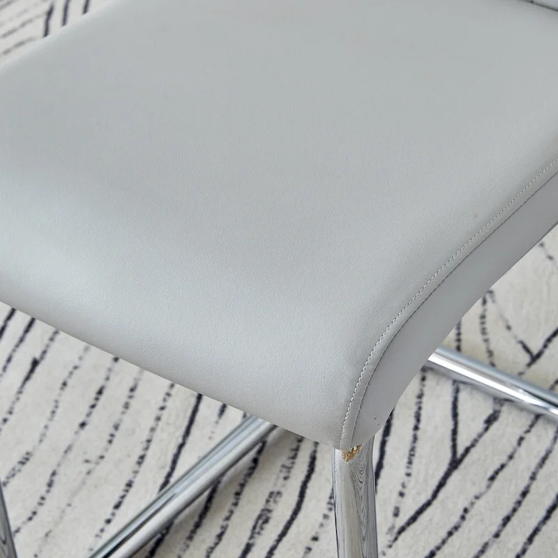 Modern Tempered Glass Dining Table Set with U-shaped Marble Pattern Base and PU Upholstered Chairs