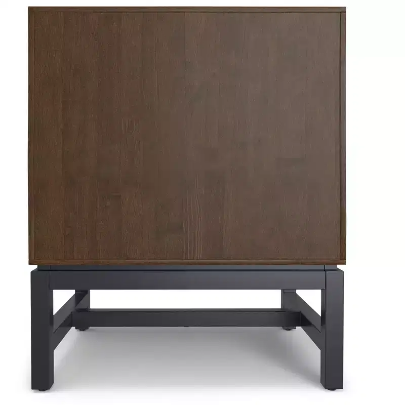 Devlin SOLID HARDWOOD 20 inch Wide Industrial Mid Century Nightstand in Walnut Brown
