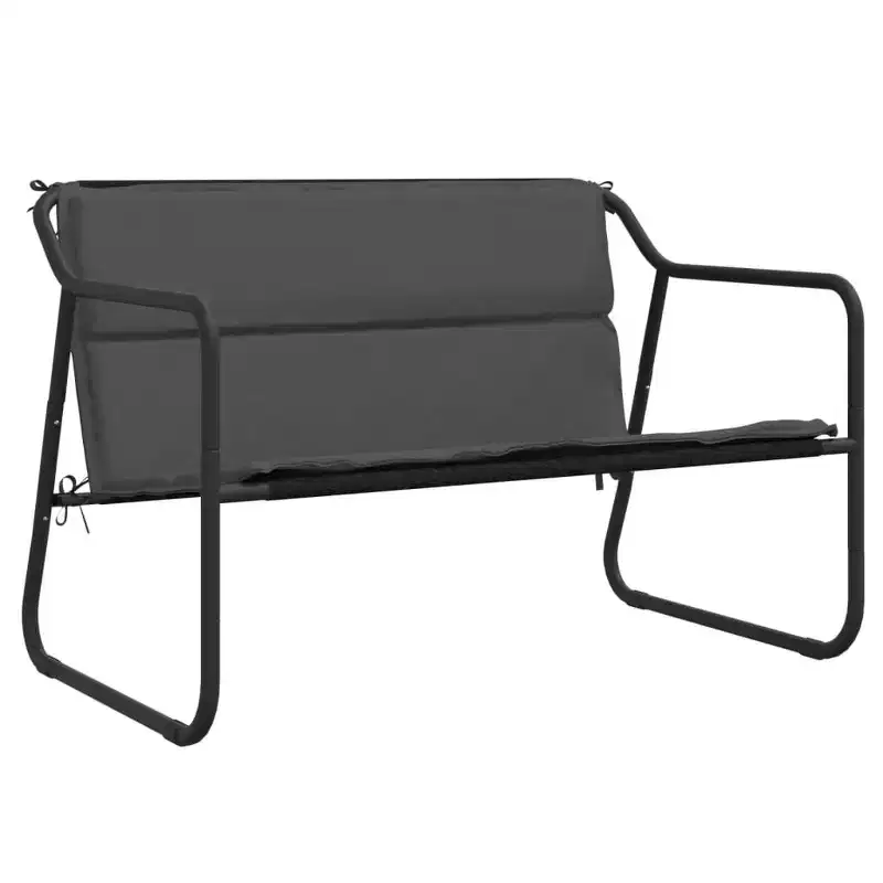 vidaXL 2-Seater Patio Bench with Cushion Anthracite Steel