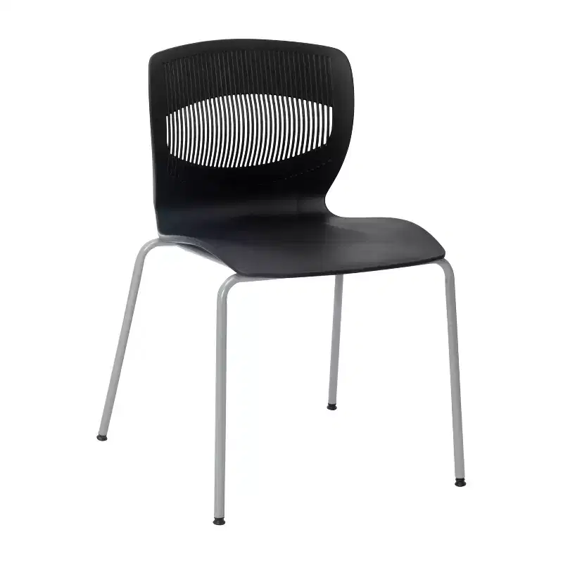 Emma and Oliver Heavy Duty 770 lb. Capacity Ergonomic Polypropylene Stack Chair with Lumbar Support and Steel Frame