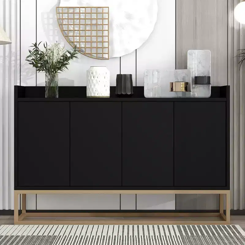 Elegant Sideboard Buffet Cabinet with 4 Doors & 4 Shelves, Storage for Living Room & Dining Room