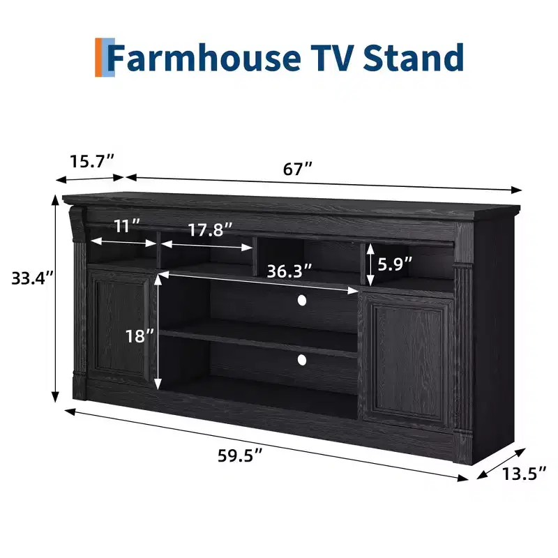 58 TV Stand for up to 75 inch TV, 33 Tall Entertainment Center, Farmhouse TV Stands Media Console for Living Room