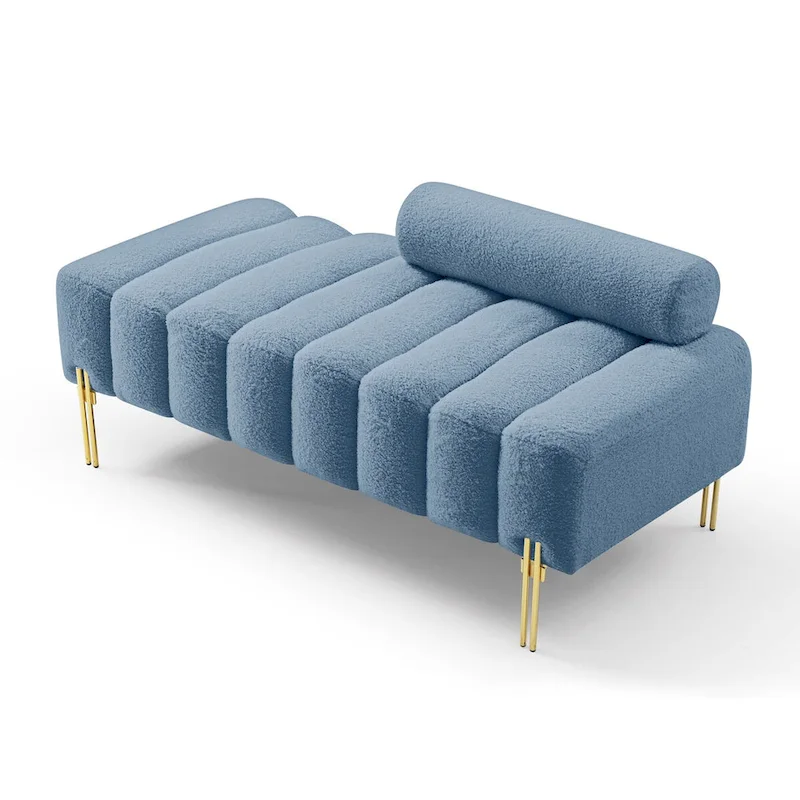 53.2 Width Modern End of Bed Bench Fabric Upholstered 2 Seater Sofa Couch Entryway Ottoman Bench