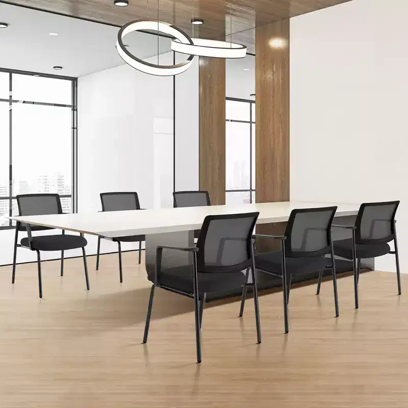Mesh Back Stacking Arm Chairs , Upholstered Fabric Stacking Chairs, Sturdy Metal Stacking Chairs