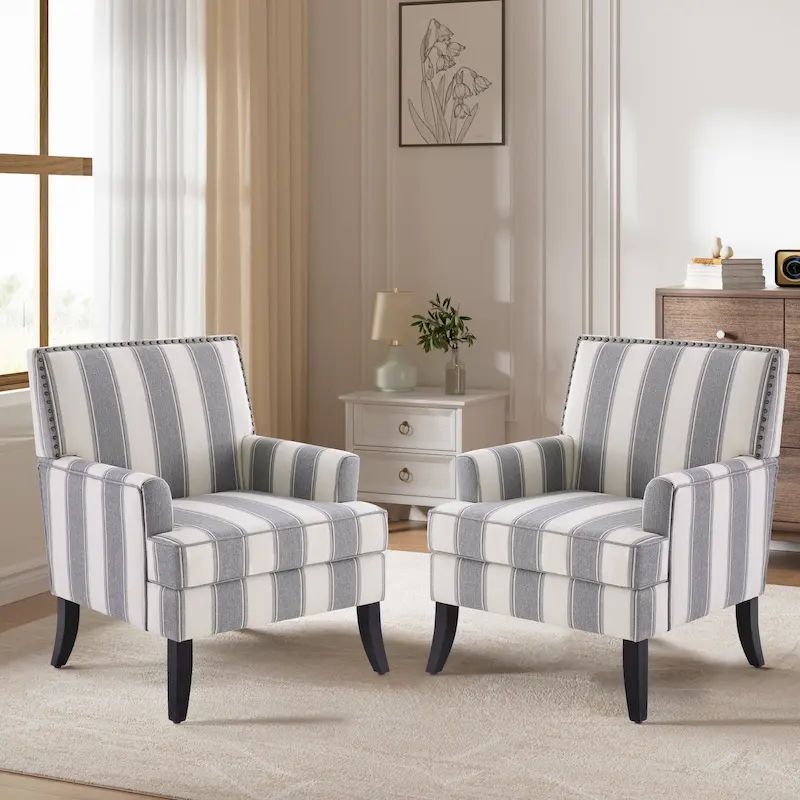 Armchair Accent Chairs with Nailhead Trim Set of 2