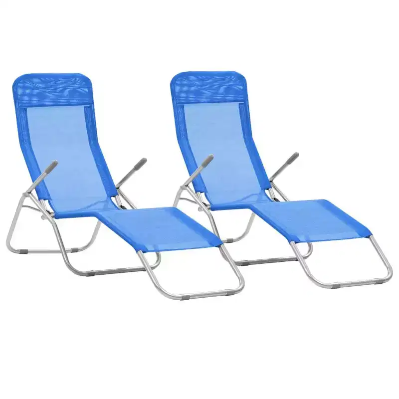 vidaXL Sun Lounger Set of 2 Powder-coated steel, Textilene Standard
