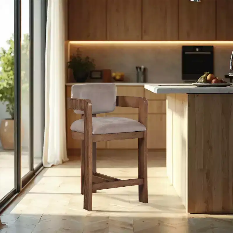 Meridian Furniture,Sacha Taupe Velvet Stool