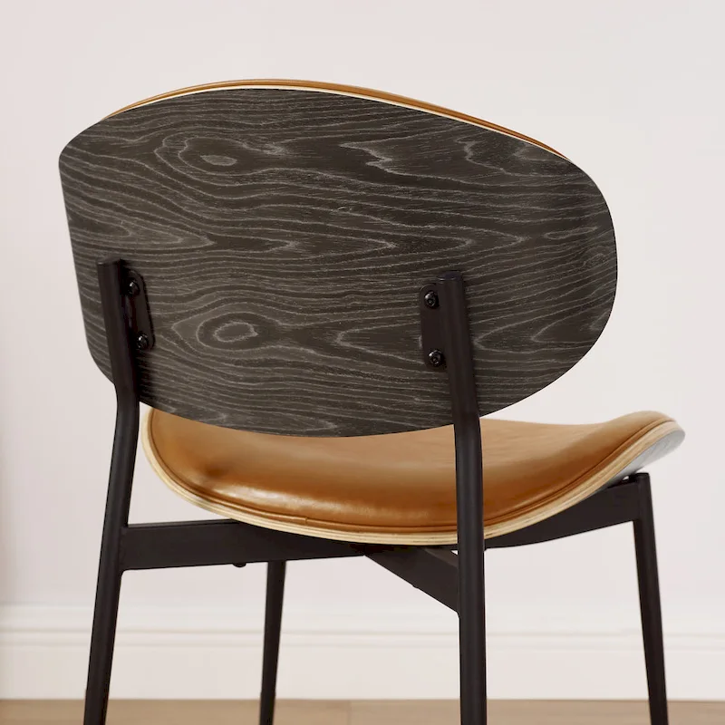 Art Leon Set of 4 Mid-century Wood and Faux Leather Dining Chairs
