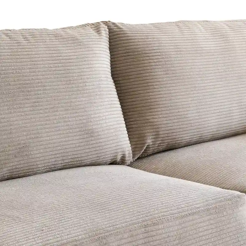 Mid-Century Modern Upholstered Sofa Couch with Rolled Pillows