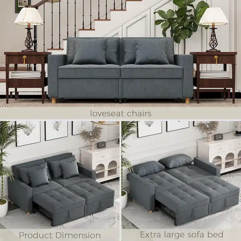 AECOJOY 3-in-1 Sofa Bed Double Sleeper Chair Bed