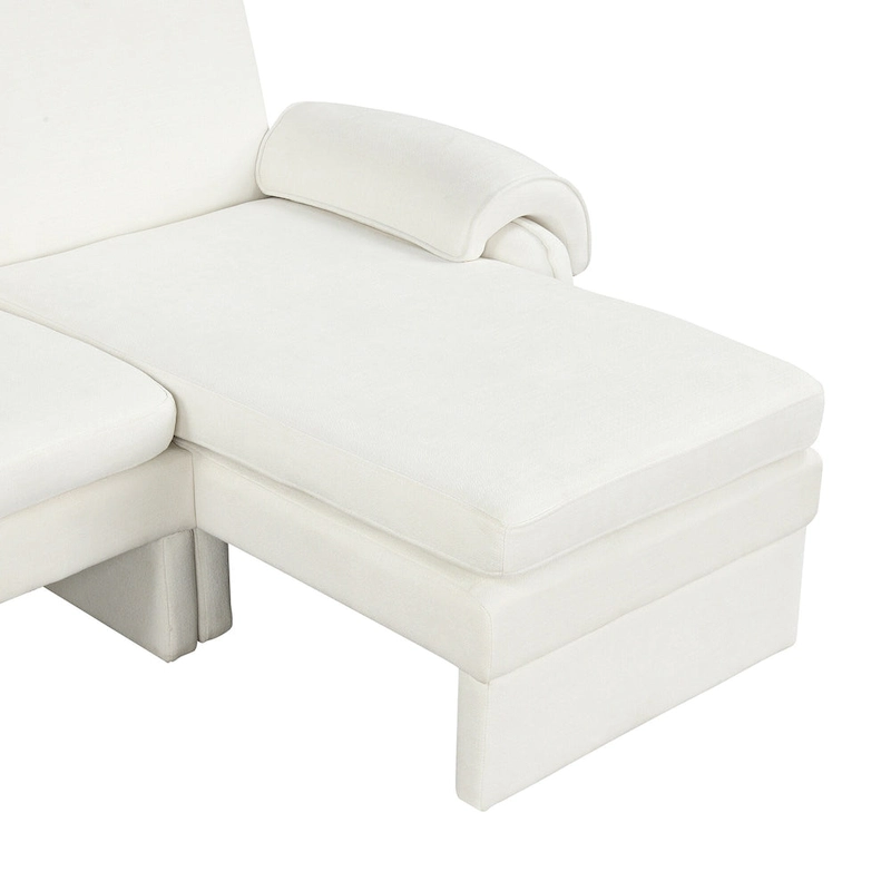 94.1 Chenille L-Shaped Futon Sofa with Adjustable Backrest & Reversible Chaise