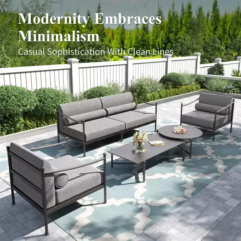 Captiva Designs Outdoor Patio Oversized Premium Conversation Sofa Set with Extra Thick Cushion and Coffee Table