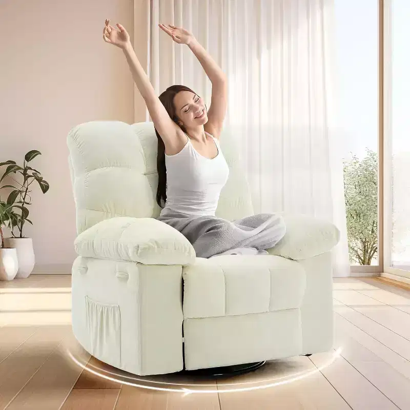 Rocker Chair for Adults, Overstuffed Large Manual Recliner Glider, Nursery Rocking Chairs, Comfy Soft Fabric Living Room