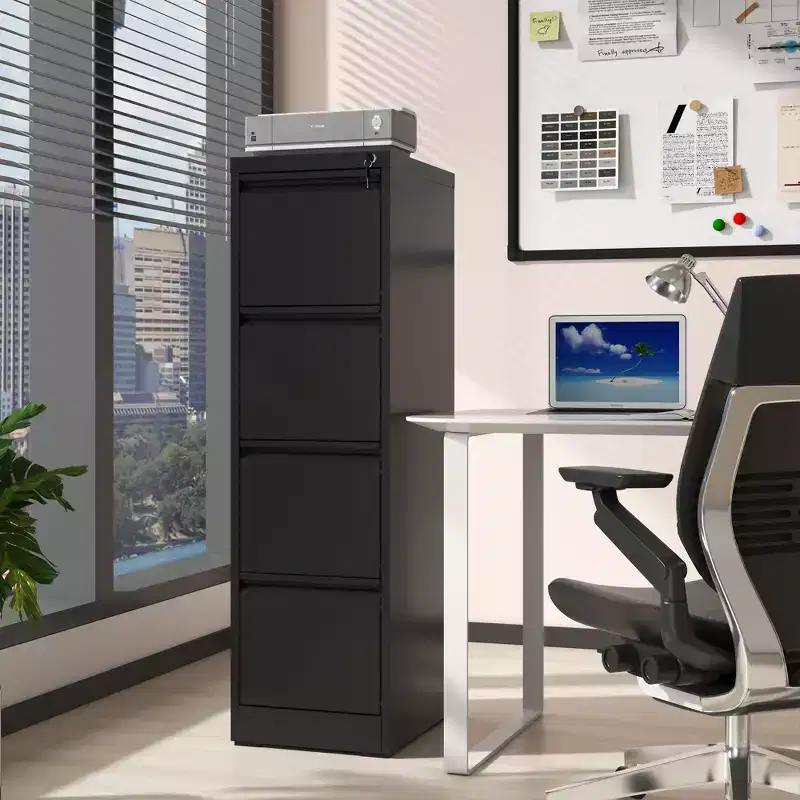 4 Drawer Metal Vertical File Cabinet with Lock Office Home Steel Vertical File Cabinet