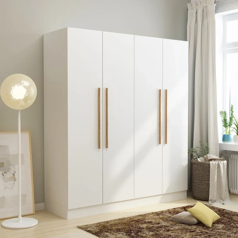 Modern Freestanding Solid Wood Wardrobe Clo With Storage Shelves